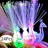 24Pcs LED Light Up Rings Novelty Party Favors Peacock Glow Finger Toy Bumpy Rings Bulk For Birthday, Bachelorette, Concert Shows and Gifts