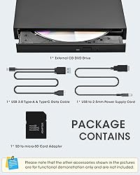 ROOFULL External CD DVD Drive USB 3.0 & USB-C CD