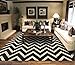 AS Quality Rugs Premium Chevron Black Hallway Runner Stylish Modern Design in Black and Ivory Eco-Friendly Easy to Clean Home Décor Rugs Super Soft Shaggy Rugs Black - 2x8