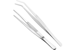 2PCS Kitchen Tweezers Tongs, 30cm Extra-Long Stainless Steel Metal Heavy Duty Cooking Tweezers, Precision Serrated Tips Tongs