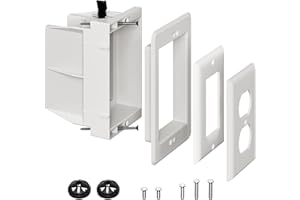 DREMICA DVFR1W-1 Recessed Outlet Box, Recessed Electrical Box for Wall Mount TV, Outlet Mounting Box for New Construction&Retrofit Projects, Wall Outlet Box with Duplex & Decorator Style Covers,1-Gang