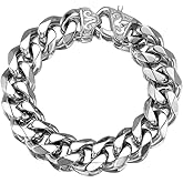 Innovative jewelry 12/15mm Polishing Silver Stainless Steel Curb Cuban Link Chain Necklace Men's Jewelry (7.00, 12MM Wide Bracelet Only)