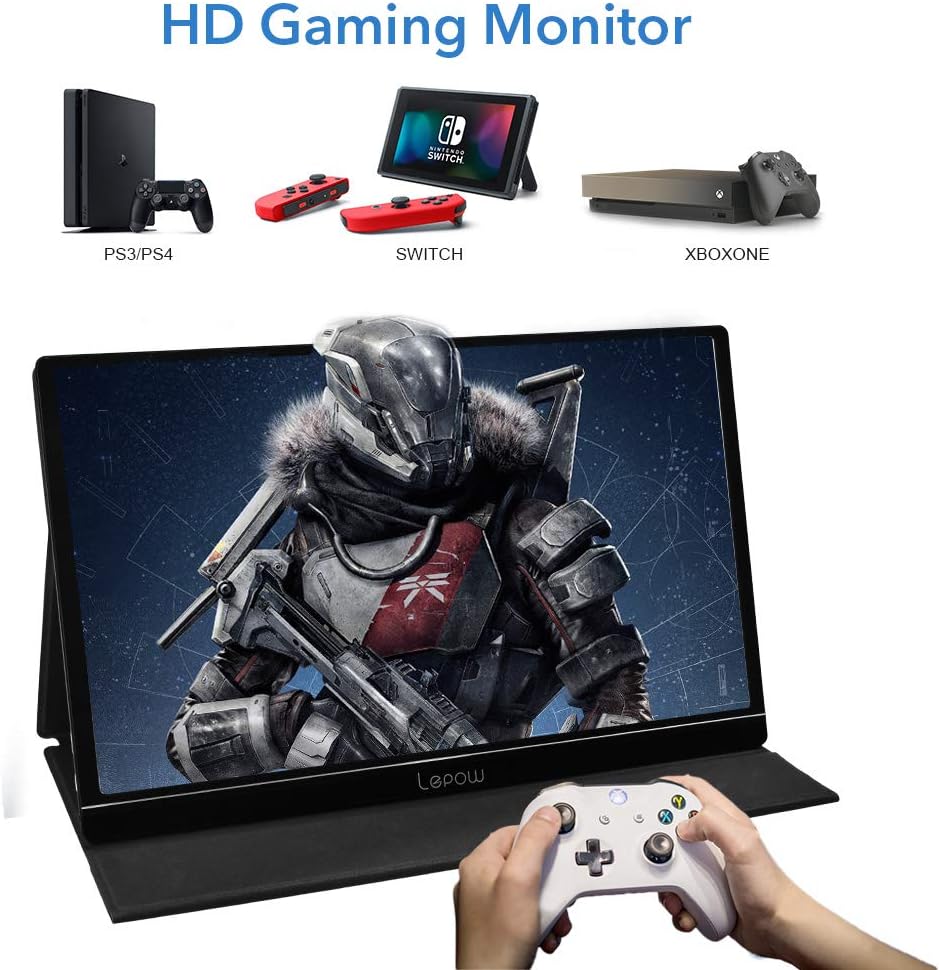 Portable Monitor - Lepow 15.6 Inch Full HD 1080P USB Type-C Computer Display IPS Eye Care Screen with HDMI Type C Speakers for Laptop PC PS4 Xbox Phone Included Smart Cover & Screen Protector Black: Computers & Accessories