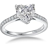 AGRULE Moissanite Engagement Ring, Heart Solitaire Ring, Sterling Silver Radiant Cut Created Diamond Promise Ring in Heart/Pear/Princess/Round Shape, Size 6-10