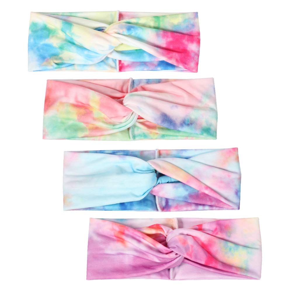 4 Pack Womens Headbands Headwraps Tie Dye Knot Turban Hairbands Fashion Hair Accessories (Color C) : Beauty