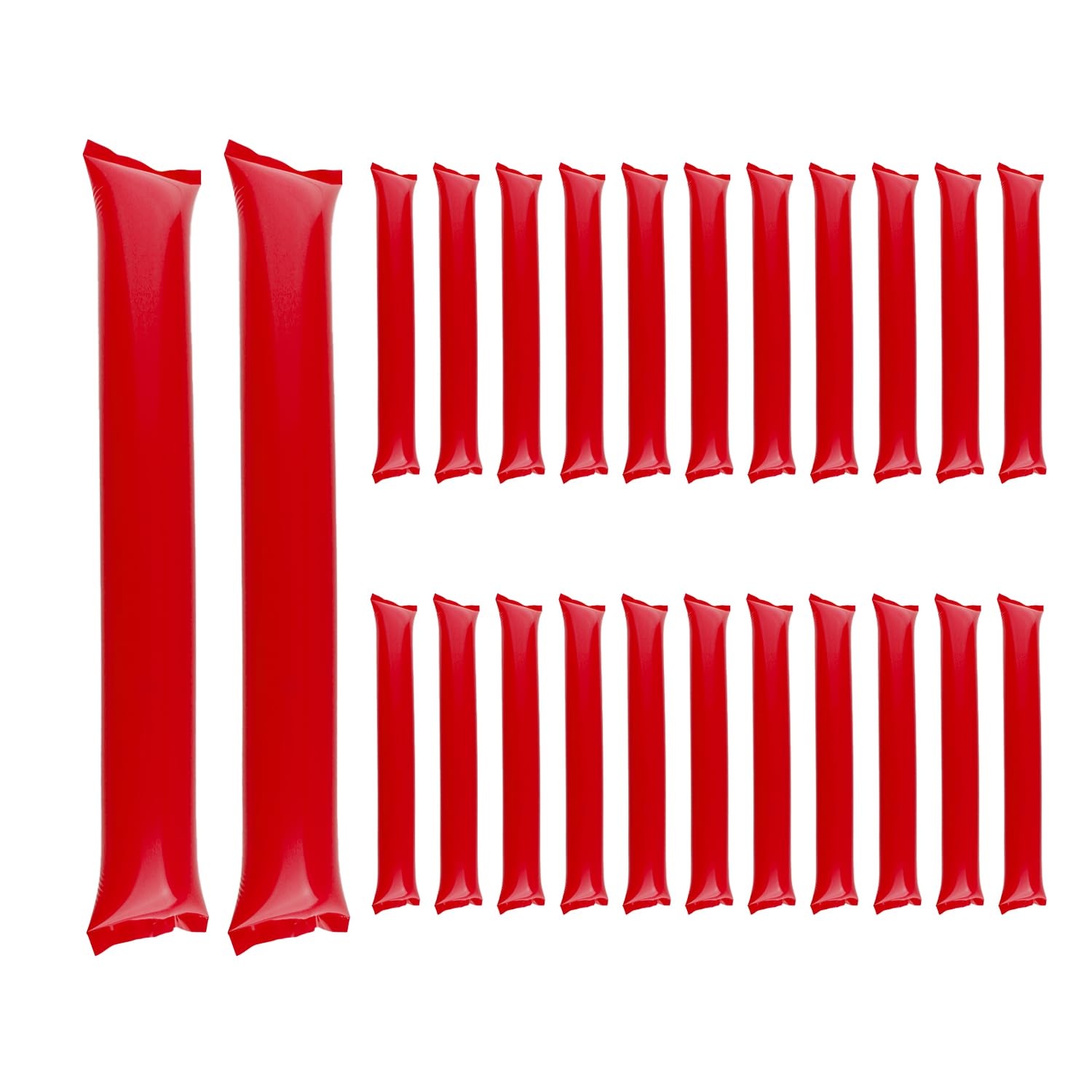 Bojueshaw 24pcs Inflatable Thunder Sticks,Team Spirit SticksPlastic Boom Cheering Noisemakers for Sports Games & Parties(Red)