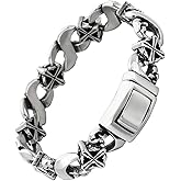 Klapgo Men's 316 Stainless Steel Cross Link Bracelet Infinite Loop and Lucky 8 Symbolism Vintage Gothic Chain Bangle