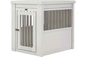 New Age Pet ECOFLEX InnPlace Dog Crate & End Table, Indoor Furniture Style Pet Kennel for Small, Medium, Large & XL Dogs, Durable Composite, Antique White, Small
