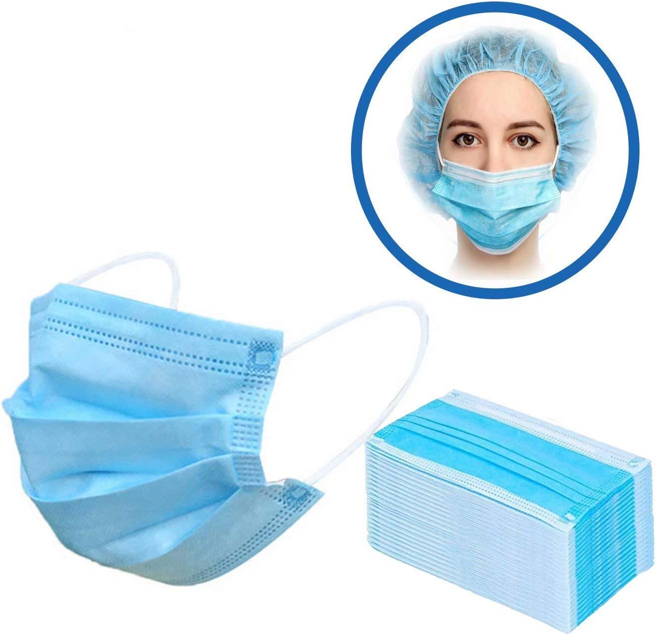 100/200 PCS Disposable Medical Mask,3 Ply Dustproof & Water Mask Facial Protective Cover Mask