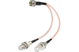 RFADAPTER F-Type RG6 Splitter Coax Cable, 75Ohm 3 Way Splitter Combiner for TV Antenna, 6.8inch F Male to F Dual Female RG316 Cable, Enhanced Signal Transmission & Channel Reception, Flexible for Tight Spaces