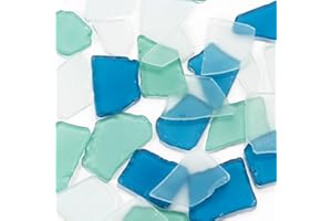 ARMAS KODU Tumbled Sea Glass 31oz - Frosted Crafting Gems for Christmas Tree Decor, Wreath DIY & Vase Filler | Beach Glass Pieces for Holiday Crafts and Home Décor (Light Blue & Light Green & White)