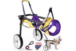 Lokshun Dog Wheelchair for Back Legs Large Small, Newly Wheelchair for Dogs, Adjustable Dog Carts with Wheels for Disabled Hind Legs, with LED, Leash, Angle-Adjustable All-Terrain Wheels