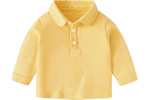 Little Boy Classic Pique Polo Shirt Baby Long Sleeve School Uniform Toddler Solid Color Shirts Soft and Comfortable
