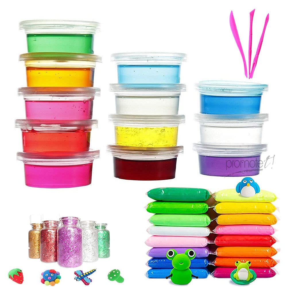 Promote Trader Crystal Slime and Air Dry Clay Combo with Free Glitter