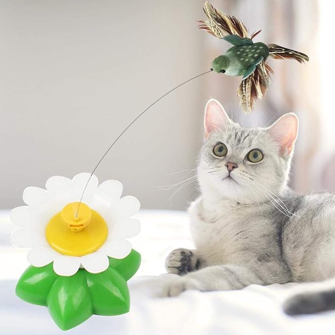 Easytopbuy Electric Rotating Flying Bird Cat Toy, Funny Flowers Green