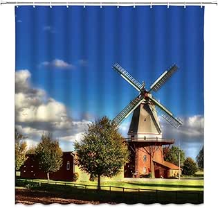 N\A Cortina de Ducha de Molino de Viento Molino de Viento de país
