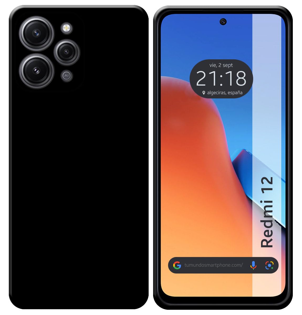 Tumundosmartphone Silicone Gel Case TPU Black for Xiaomi Redmi 12