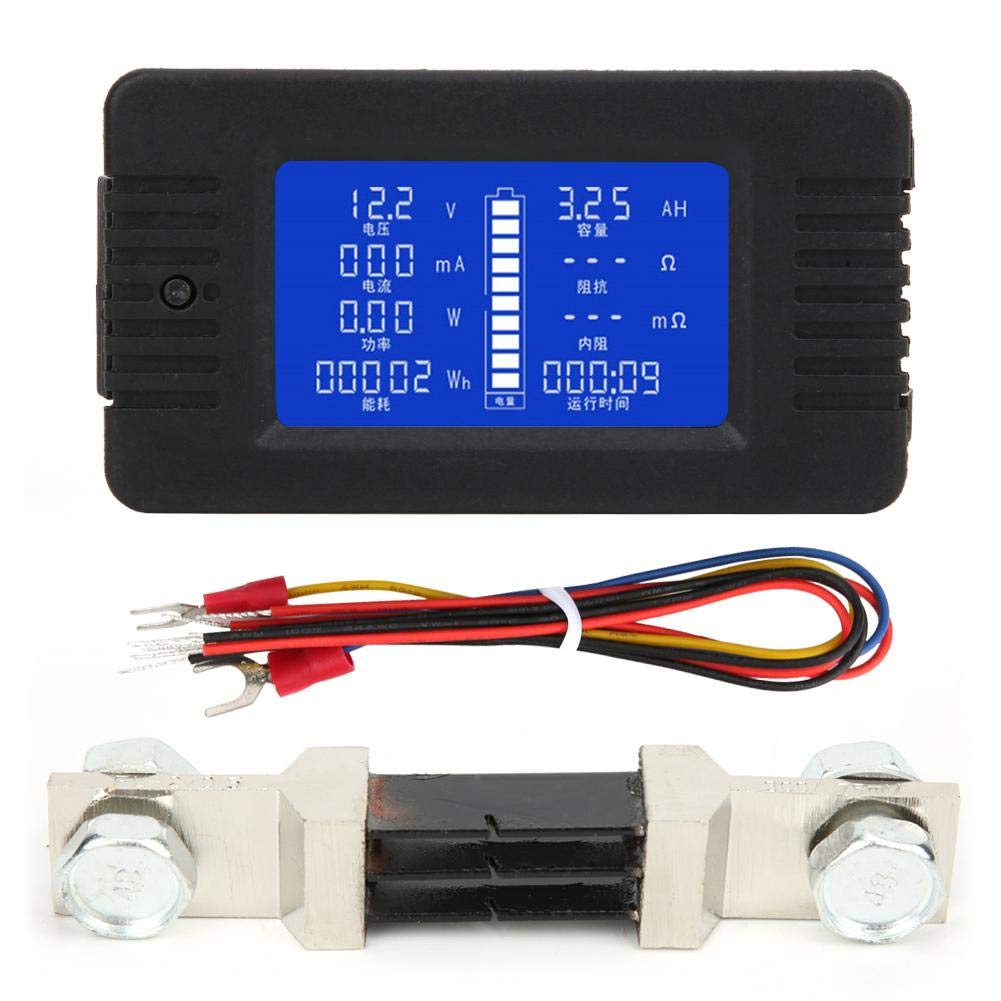 Battery Monitor PZEM-015, 0-200V 0-300A LCD Battery Voltage Current Power Energy Tester with 300A Shunt for 12V 24V 48V Battery Systems