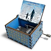Zpvuklkl I Love You Mom Hand Crank Wooden Music Box Gifts for Mom from Son,You are My Sunshine Vintage Wooden Tiny Musical Boxes,Ideal for Mum Birthday, Christmas, Mother's Day-Blue