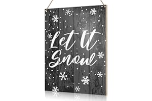 UDNADKEX Christmas Decorations Hanging Sign, Christmas Decor Rustic Winter Holiday Decorations Xmas Black Wooden Wall Sign, Let It Snow