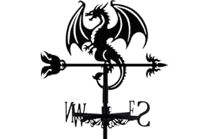 beinkmake Dragon Weathervane Metal Wind Vane Arrow Weathercock Garden Decoration Wind Direction Indicator Stake Roof Mount Ornament for Farmhouse Yard Outdoor