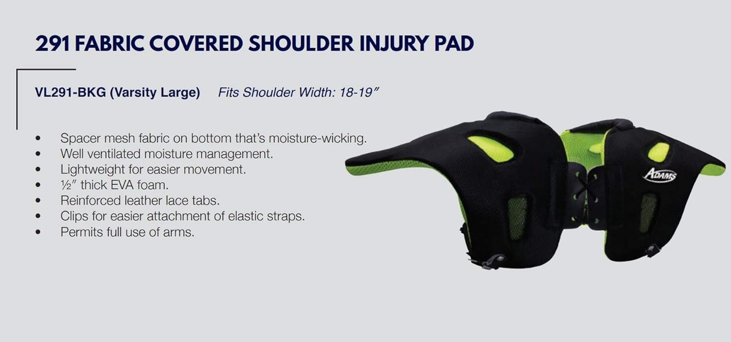 ADAMS USA 29 Fabric Covered Shoulder Injury Pad Black/Neon Green, Adult Large : Sports & Outdoors