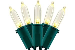 YULETIME 200 Count Warm White LED Christmas Lights, 66 Feet Green Wire UL Certified Commercial Grade Holiday String Light Set (Warm White)