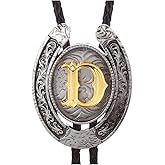 HUABOLA CALYN Vintage Bolo Tie for Men- Initial Letter ABCDMJR to Z Western Cowboy Bolo Tie for Women