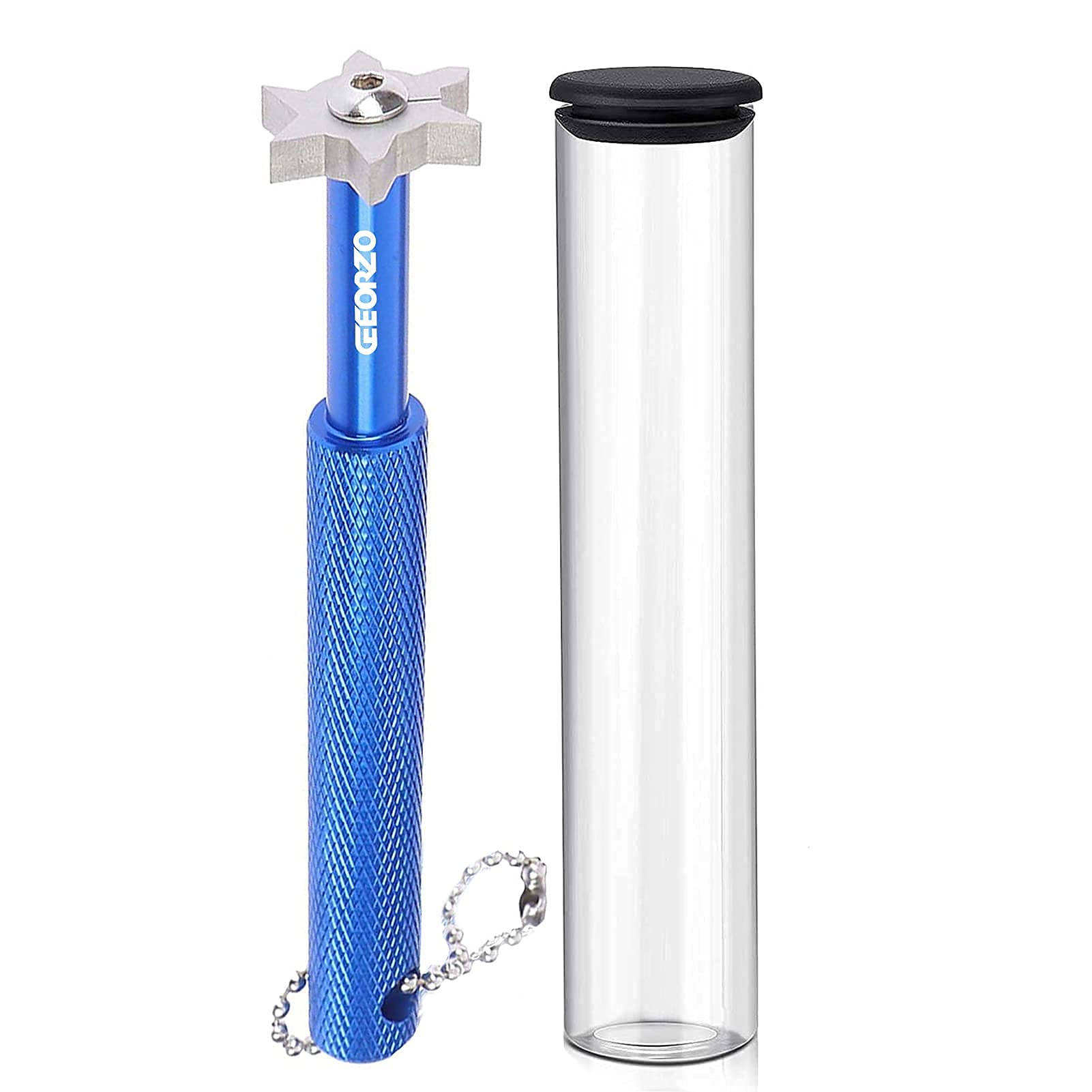GEEORZO Golf Club Groove Sharpener, Golf Club Cleaner and club repair with 6 Carbide Tungsten Steel Cutters,Re-Grooving Cleaning Tool Accessories, Perfect Tool for All Golf Irons (Blue)