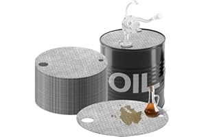 MAUKUDIR 10 Pcs Oil Absorbent Pads for 55 Gallon Drums, Barrel Top Oil Absorbing Sheets 22" Diameter Drum Lid Oil Spill Mat with Bungs(.75" Dia and 2" Dia), Oil Absorbing Sheets Oil Pads for 55 Gallon Drums
