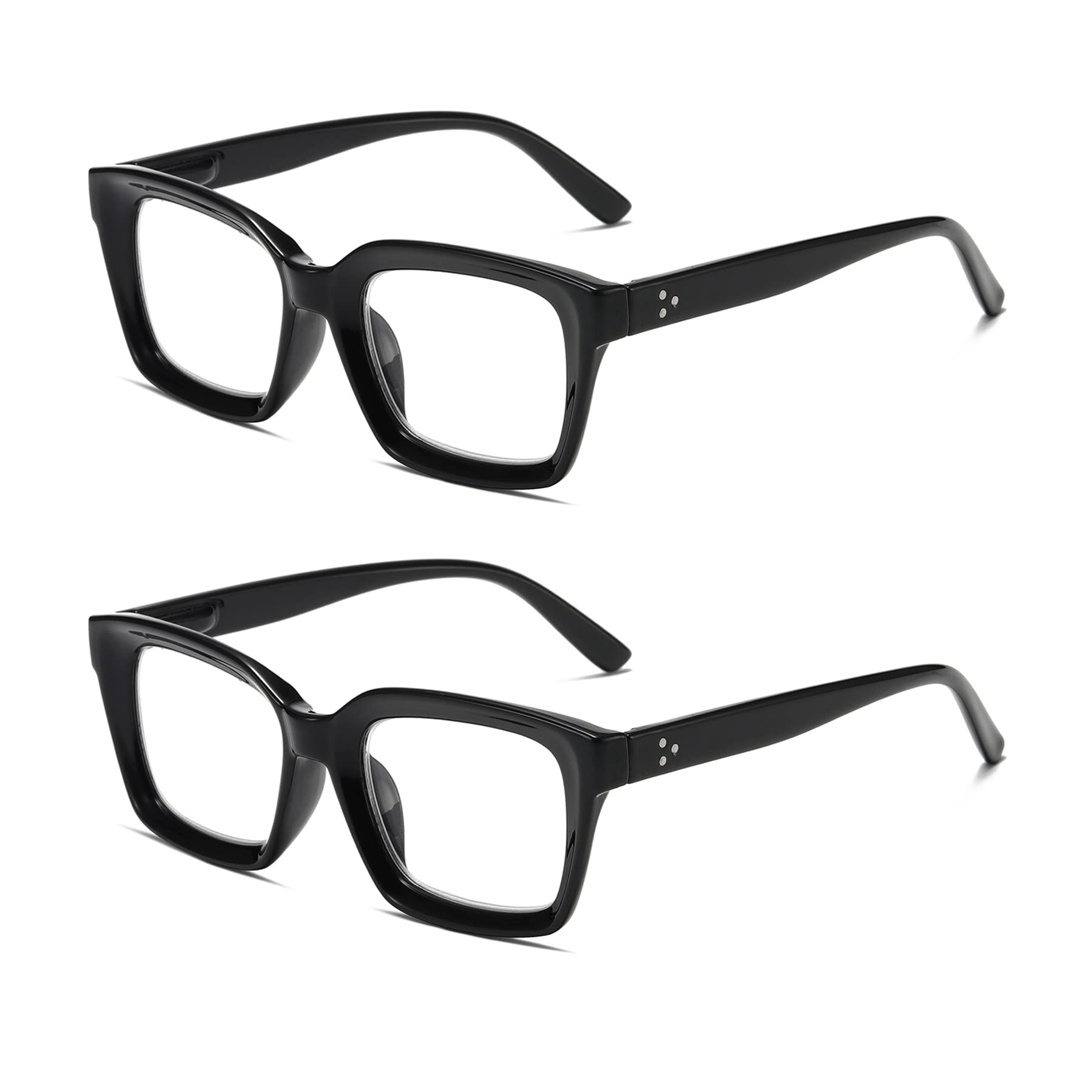 Hubeye Retro Oversized Large Frame Reading Glasses for Women Men Black Square Fashion Oprah Style Blue Light Blocking Computer Reader (Black+Black, 3.50) — image 1
