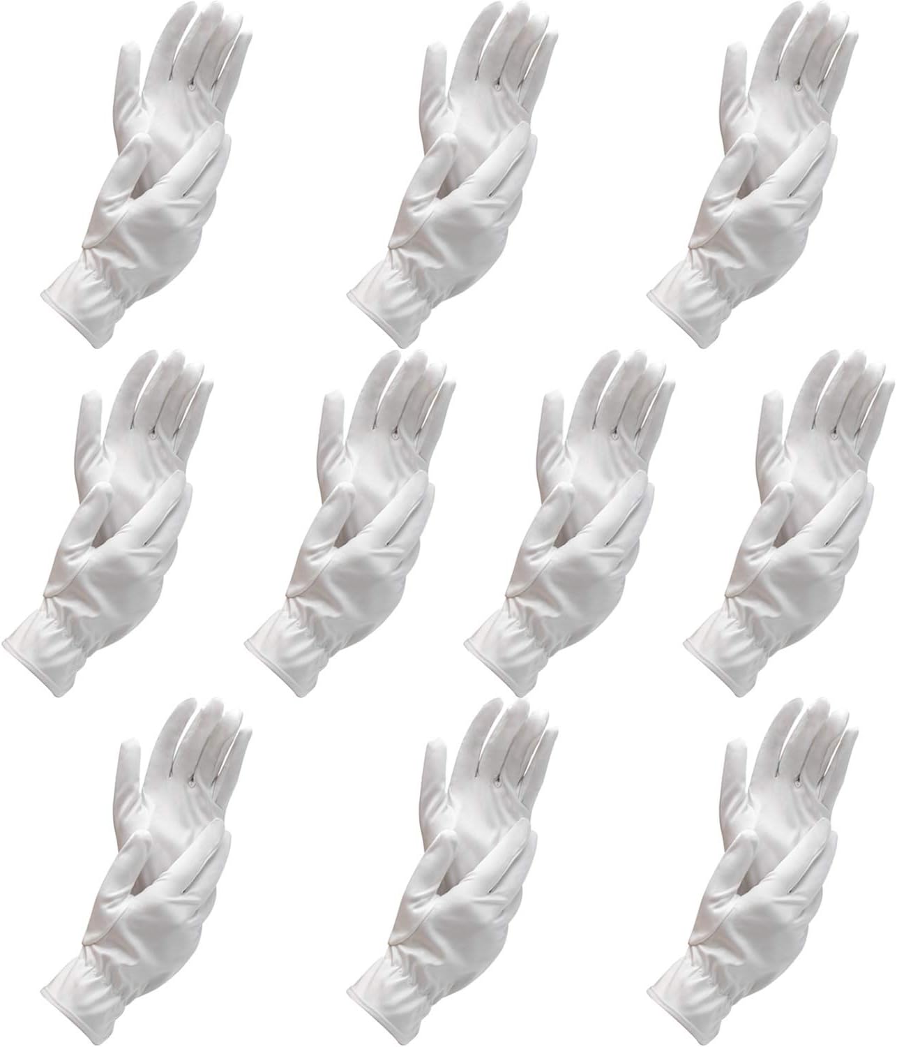 Soft White Gloves, EnPoint 10 Pairs Protective Glove,Women's Gown Gloves with Stretchable Lining for Coin/Jewelry/Silver Inspection, 3.74” Palm Width for Men & Women
