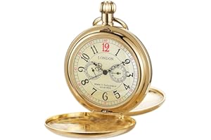 Alwesam Copper Pocket Watch Steampunk Mechanical London Hand Wind Mens Watches with Chains & Boxs