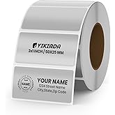 YIKIADA Silver Thermal Labels Vinyl 1 × 2 Inch Self-Adhesive Metallic Direct Printable Address Stickers Roll Waterproof Printer Decals for QR Code DIY Name Tag 300 PCS