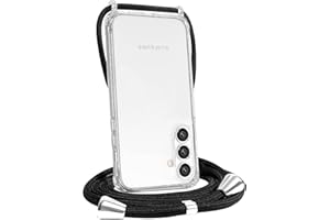 FOQENCCI Crossbody Lanyard Phone Case for Samsung Galaxy S24 Plus,Soft Slim Transparent TPU + Hard PC Shock-Absorption Bumper Protective Cover with Black Adjustable Lanyard Strap Removable