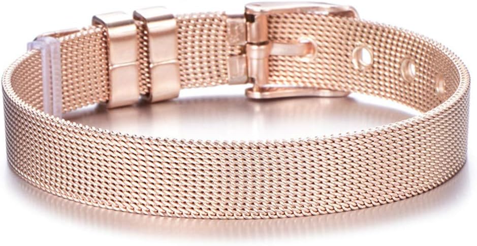 Stainless Steel Mesh Bracelet Women Anchor Love Heart Lock Metal Wristband Rose Gold Silver Color Charms Bracelet&Bangle