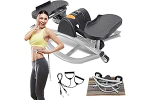 HSXMY U-Shaped Rock Stepper Machine for Home Workout,Side-to-Side Lateral Rocking Fitness Stepper with Digital Monitor/Resistance Bands,Low-Impact Compact Side Stepper for Full Body Fitness
