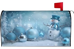 MANTAIYUAN Mailbox Cover Christmas Snowflakes Snowman Blue Ball Holiday Letter Box Cover Magnetic Mail Wraps Post Garden Decor 21x18 in