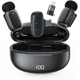 IJCUIJM Wireless Lavalier Mini Microphone for iPhone ipad Android | 30H Long Battery Life, Noise Cancellation, Plug &amp; Play for Vlogging, Video Recording, Podcast, YouTube, TikTok