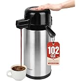 TOMAKEIT Airpot Coffee Carafe for Keeping Hot,102oz/3L Coffee Dispenser Thermal with Pump,Insulated Stainless Steel Hot Beverage Dispenser for Parties,Thermal Carafe for Hot Drinks Water Tea Chocolate