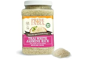 Pride Of India - Thai White Jasmine Rice - Fragrant Hom Mali Rice, 3 lbs Jar