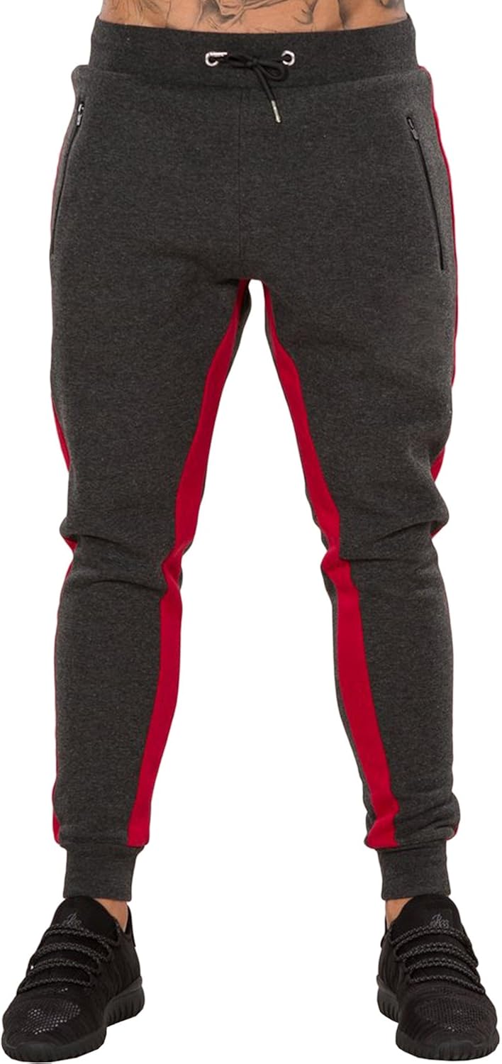 Ouber Men's Gym Jogger Pants Slim Fit Workout Running Sweatpants with Zipper Pockets: Clothing