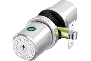 Fingerprint Indoor Door Knob Lock with Keypad(Single-Sided), Biometric Door Knob, Auto-Lock for Interior Doors for Bedroom, H