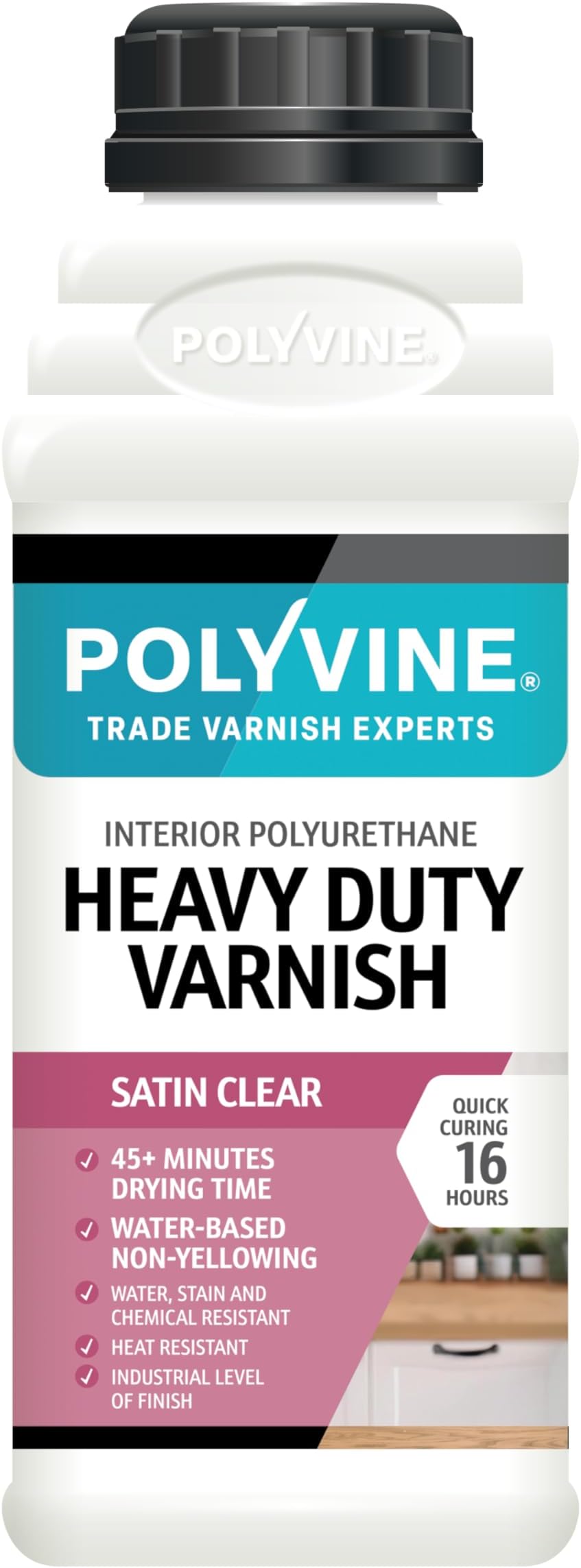 Polyvine Heavy Duty Interior Varnish Satin or Dead Flat Water Based Quick Dry