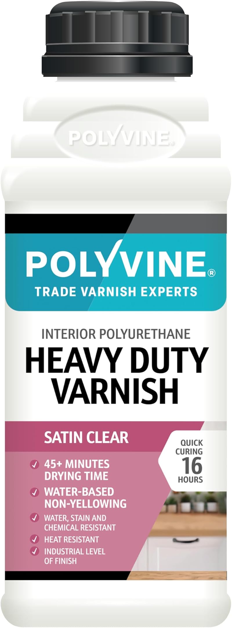 Polyvine Heavy Duty Interior Varnish Satin or Dead Flat Water Based Quick Dry