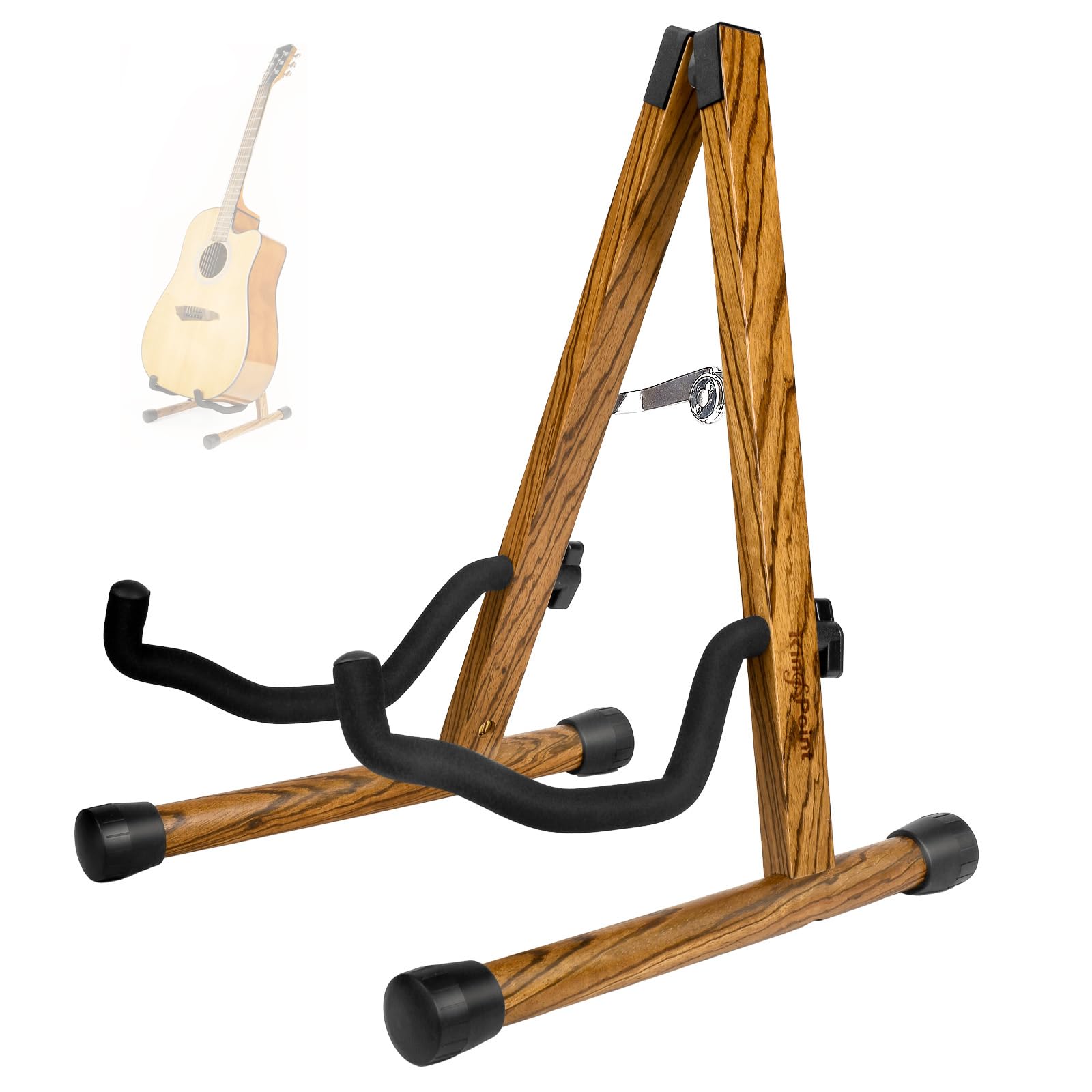 Wood Guitar Stand, Guitar Floor Stand, Acoustic Electric Wooden A Frame Folding Guitar Holder Adjustable for Bass, Cello, Mandolin, Banjo, Ukulele (Zebra Wood)