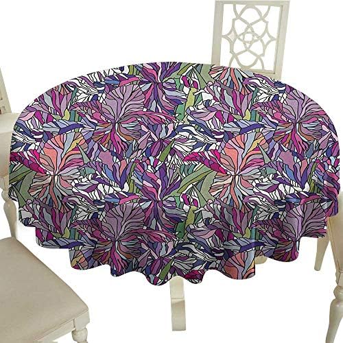 Cranekey The pattern round table cloth 54 Inch Floral,Tropical Jungle Rainforest Artistic Abstraction Narcissus Iris Vintage Style Nature Multicolor Great for,holiday & More