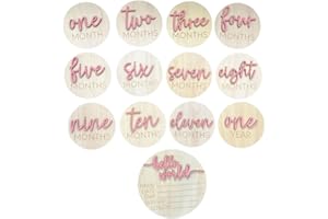 Baby Monthly Milestone Cards, 3D Premium Wooden Discs for Baby Photos and Pregnancy Journey plus BONUS Hello World Sign for B