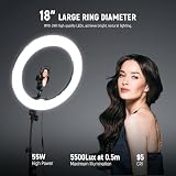 NEEWER Ring Light Kit 18/45cm 55W 5600K Dimmable with Stand Carry Bag view 2