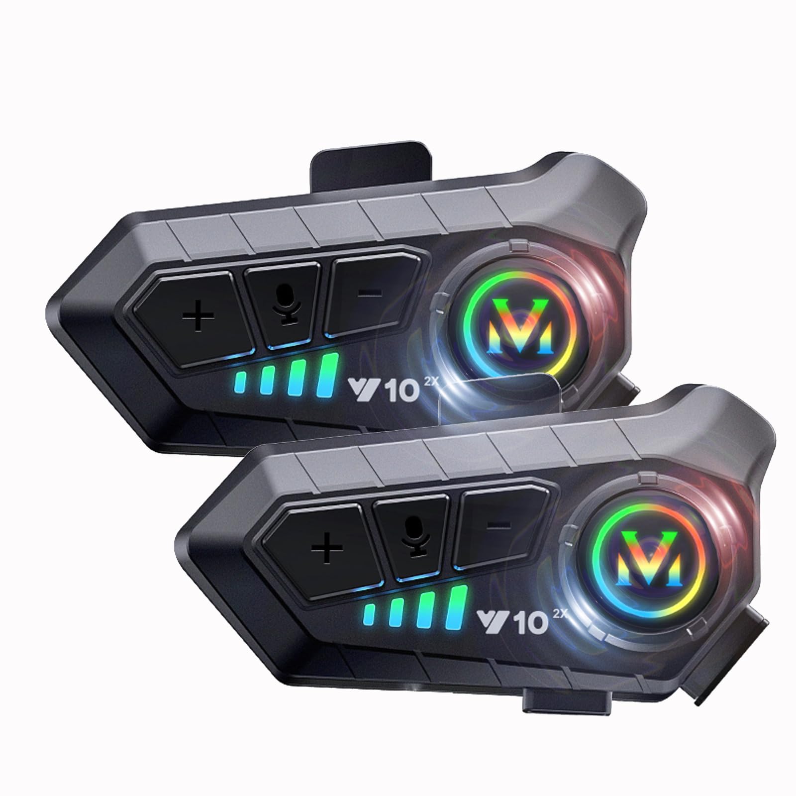 Motorcycle Intercom 2 Pack, Helmet Bluetooth Headsets With Mic, Noise Cancelling Motorcycle Headphones 2-Rider Motorbike Communication System IPX6 Waterproof Bluetooth Helmet Speakers for Bikers